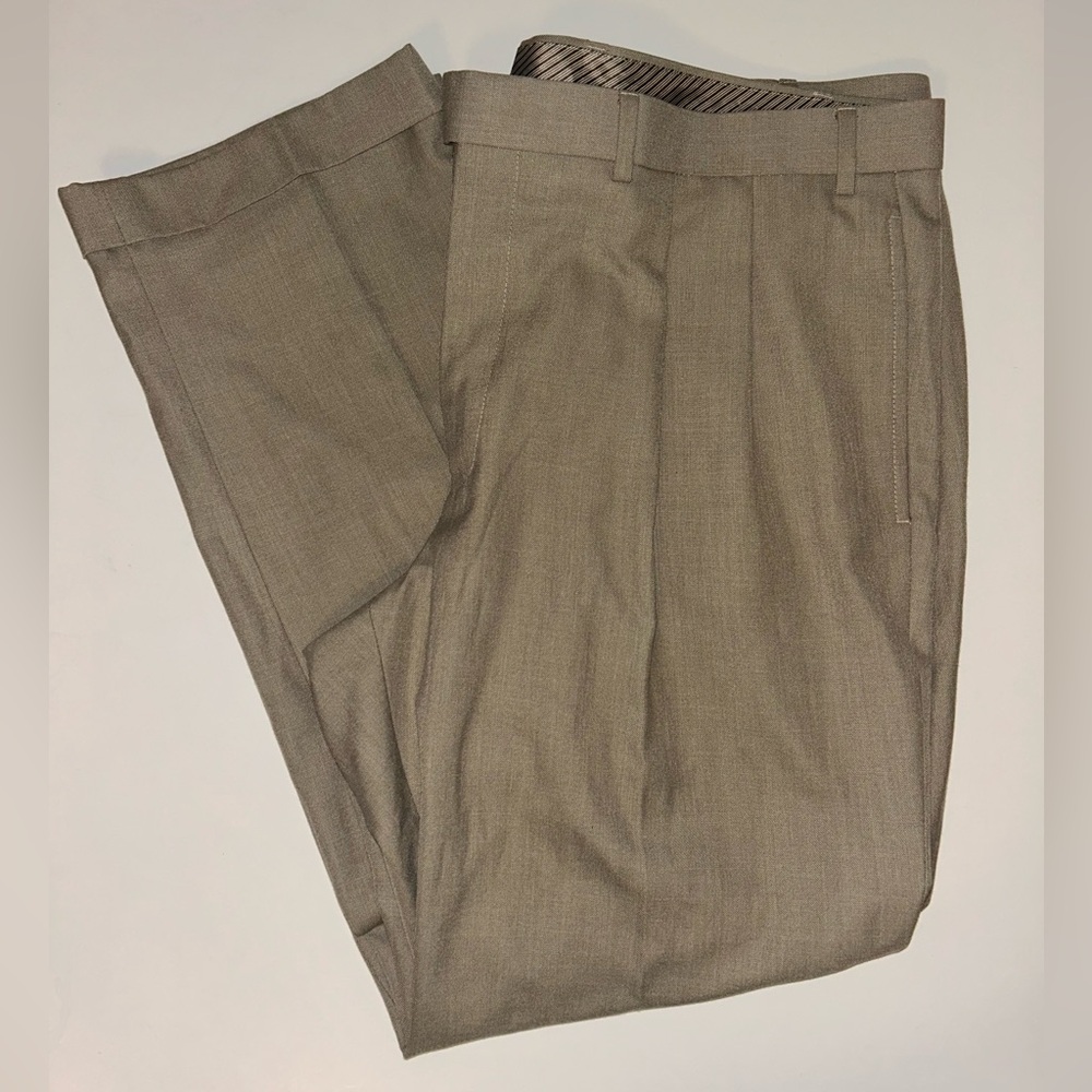 Lauren Ralph Lauren MEN taupe pleated polyblend cuffed dress plants size 40W 30L